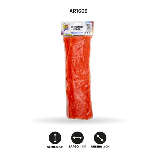 [AR1606] CHELINES DE FELPA BOLSA X 100 - NARANJA NEON  UND [PAC4320]