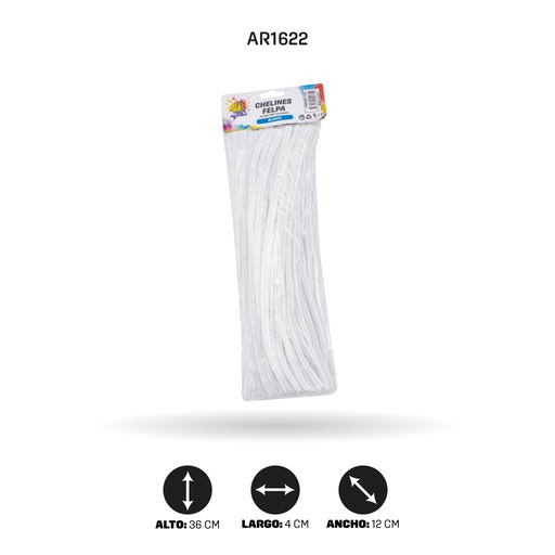 [AR1622] CHELINES DE FELPA BOLSA X 100 - BLANCO [PAC5369]