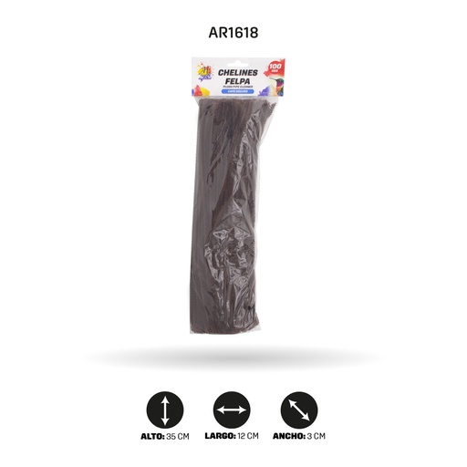 [AR1618] CHELINES DE FELPA COLORES CAFE OSCURO A046BOLSA X 100 [PAC5379]