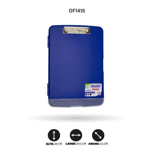 [OF1415] TABLA AH ROYAL PORTA DOCUMENTOS Y PORTA LAPICERO A4 COLOR AZUL [PAC5394]