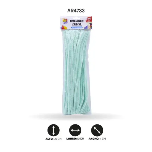 [AR4733] CHELINES DE FELPA COLOR PASTEL AZUL AGUAMARINA100pcs [PAC4325-1611]