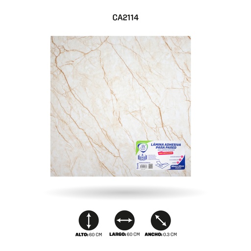 [CA2114] LAMINA ADHESIVA PARA PARED MÁRMOL BLANCO ARENA X10 UND 60CM FC7027 [PAC5463]