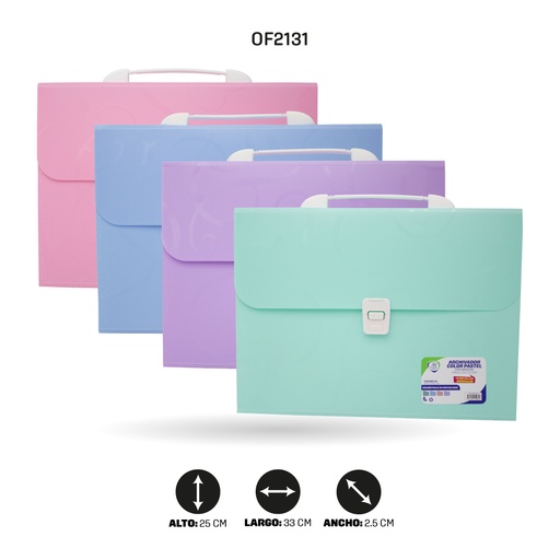[OF2131] ARCHIVADOR AH ROYAL COLOR PASTEL 5511 A4, 13BOLSILLOS,65MIC [PAC4788]