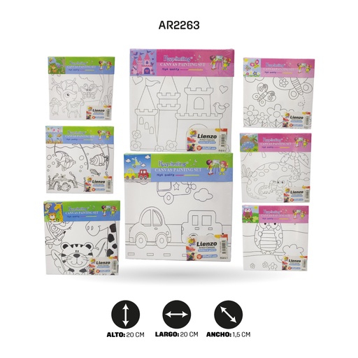 [AR2263] LIENZO ESTAMPADO 20x20CM 8 MOTIVOS [PAC4826-2263]
