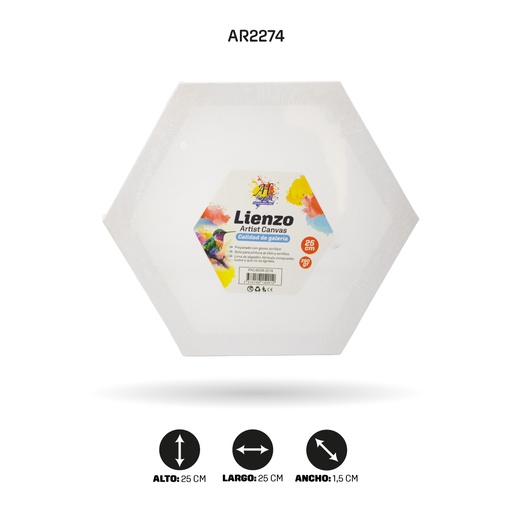 [AR2274] LIENZO ARTISTICO HEXAGONAL 25CM [PAC4839-2274]