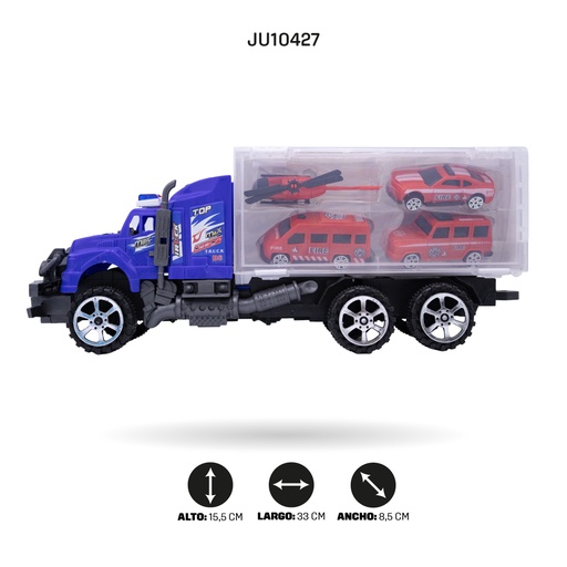 [JU10427] JUEGO DE CAMIÓN CONTENEDOR CON 4 VEHICULOS [9010-15C]