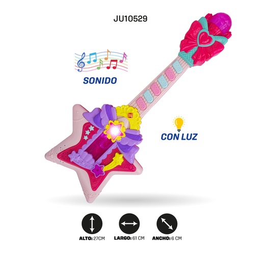 [JU10529] GUITARRA ELÉCTRICA FIGURA ESTRELLA CON LUCES Y SONIDO [668B-1]