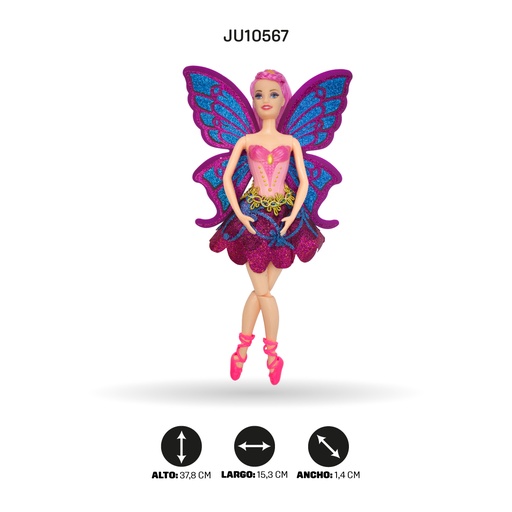 [JU10567] MUÑECA HADA BAILARINA CON PEINE Y ALAS [LY-2310]