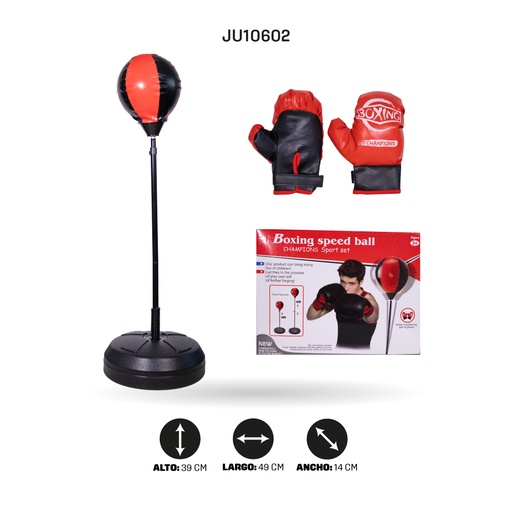 [JU10602] BALÓN ENTRENAMIENTO DE BOXEO 25CM CON GUANTES [LT-504B25]