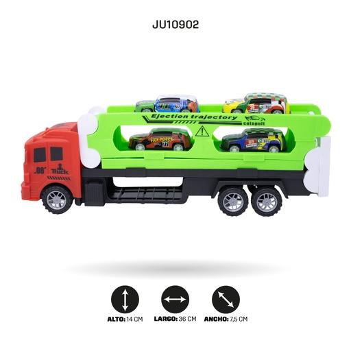 [JU10902] CAMION DE IMPULSO CON 4 VEHICULOS [6205-15]