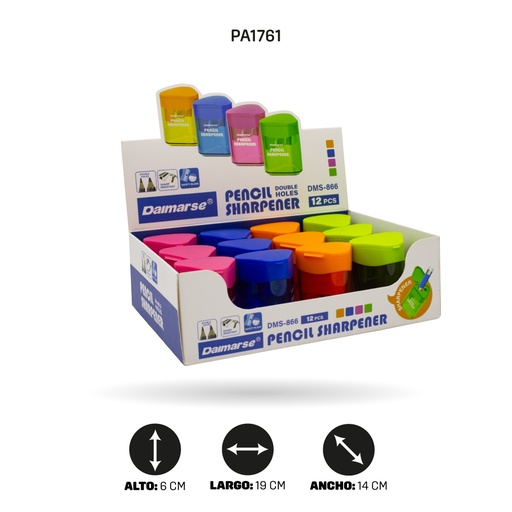 [PA1761] SACAPUNTAS DOBLE DMS-866 [PAC4876] DISPLAY X 12