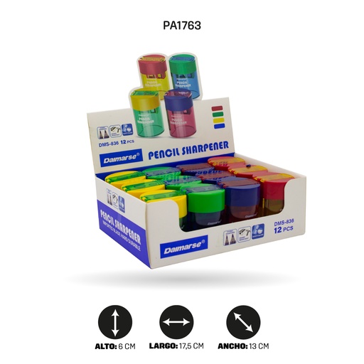 [PA1763] SACAPUNTAS DOBLE DMS-836 [PAC4878] DISPLAY X 12