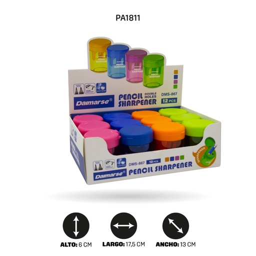 [PA1811] SACAPUNTAS DOBLE DMS-867 [PAC4857] DISPLAY X 12