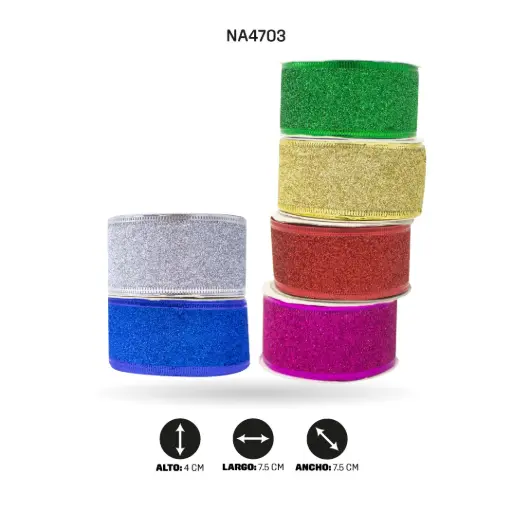 [NA4703] CINTA NAVIDEÑA ANCHO 4 cm x 3 yd (DISPLAY x 24) [PAC3693]