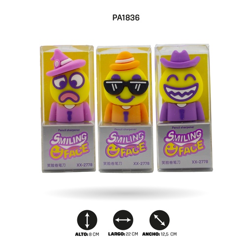 [PA1836] SACAPUNTAS XX-2778 TIPO EMOJIS [PAC4565] DISPLAY X 24