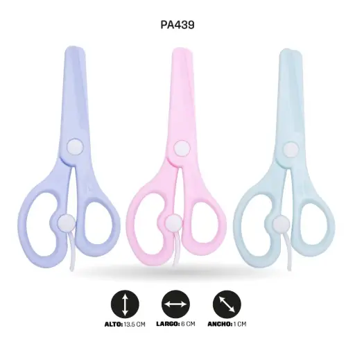 [PA439] TIJERA PUNTA ROMA PLASTICA COLORES PASTELES TY-6029 [PAC6427]