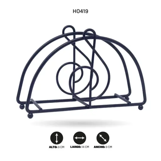 [HO419] SERVILLETERO NEGRO SEMICIRCULAR NOTA MUSICAL [PAC6466]