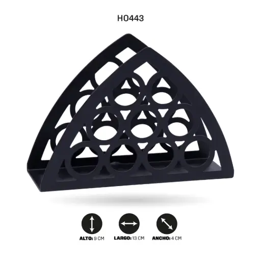 [HO443] SERVILLETERO NEGRO TRIANGULAR CON CIRCULOS [PAC6471]