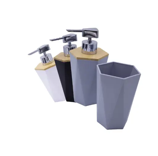 [HO5076] JUEGO DE BAÑO RECIPIOENTE JABON LÑIQUIDO + VASO O REPUESTO GK14451 [PAC6538]
