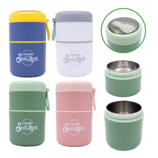 [CA7303] LONCHERA REDONDA ACERO INOXIDABLE  REF. HY6597E2 DOBLE [PAC7094]